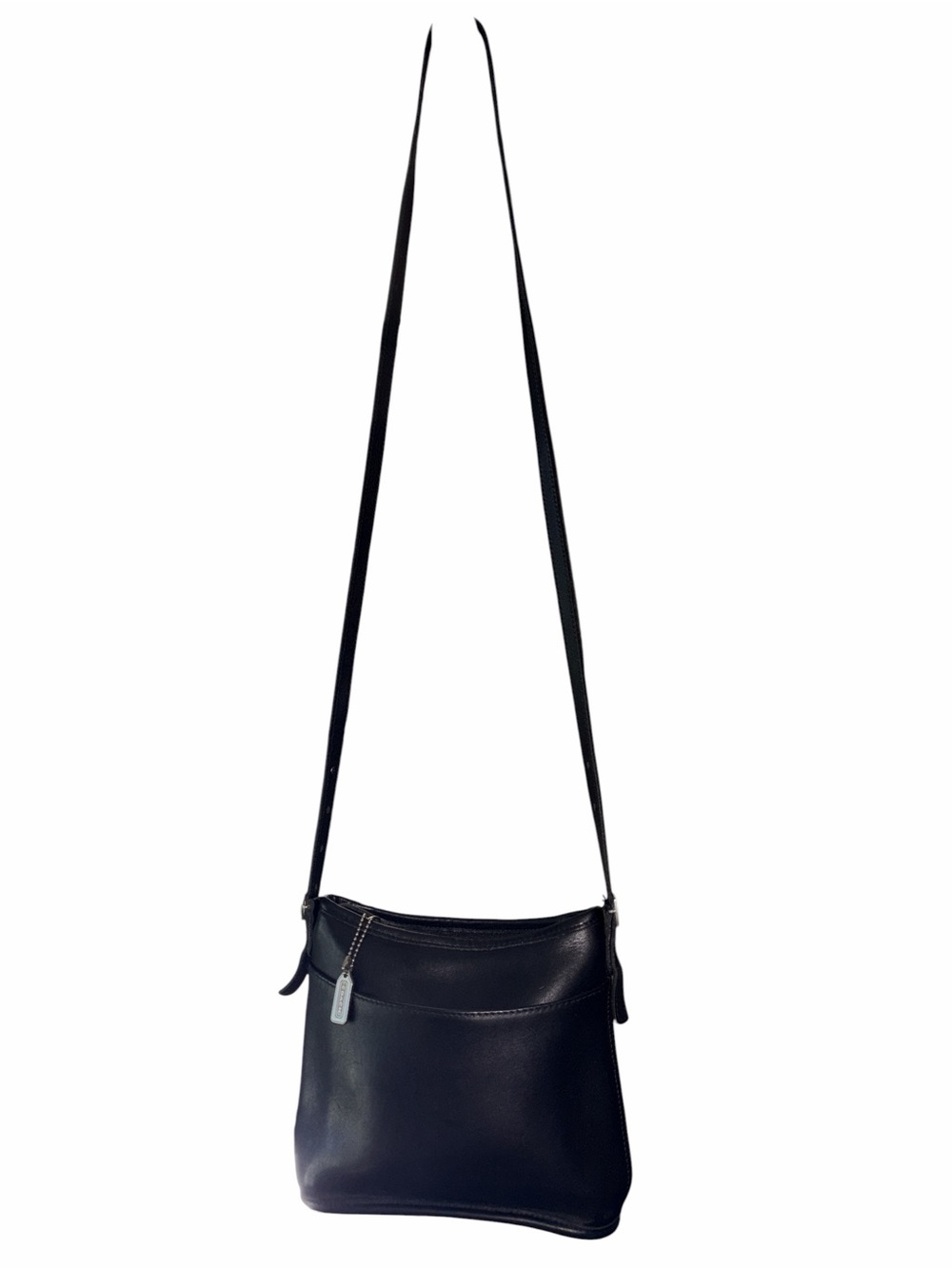 Coach Classic Black Leather Crossbody Bag - Minimalist Everyday Style